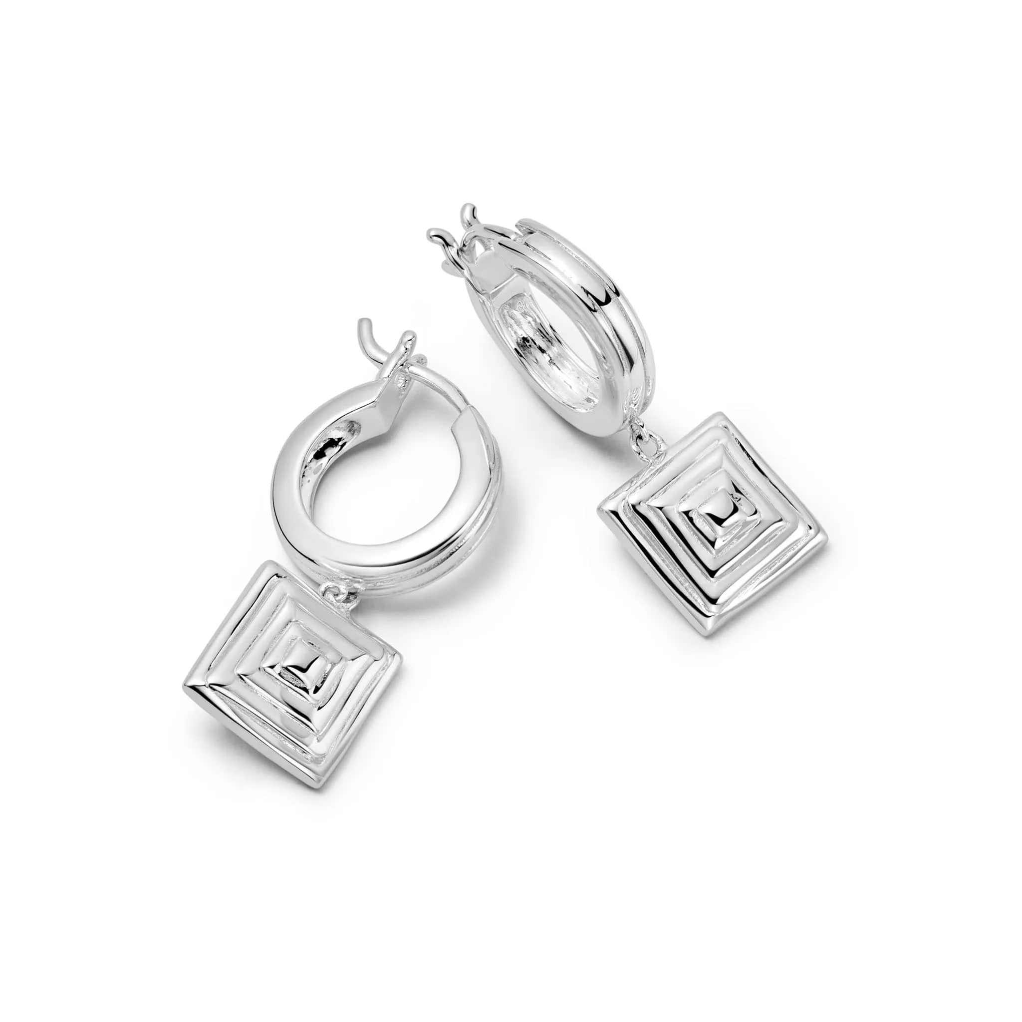 Strata Square Drop Earrings Sterling Silver sold by Daisy Jewellery