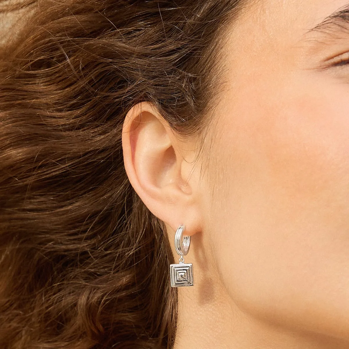 Strata Square Drop Earrings Sterling Silver sold by Daisy Jewellery product image thumbnail 2
