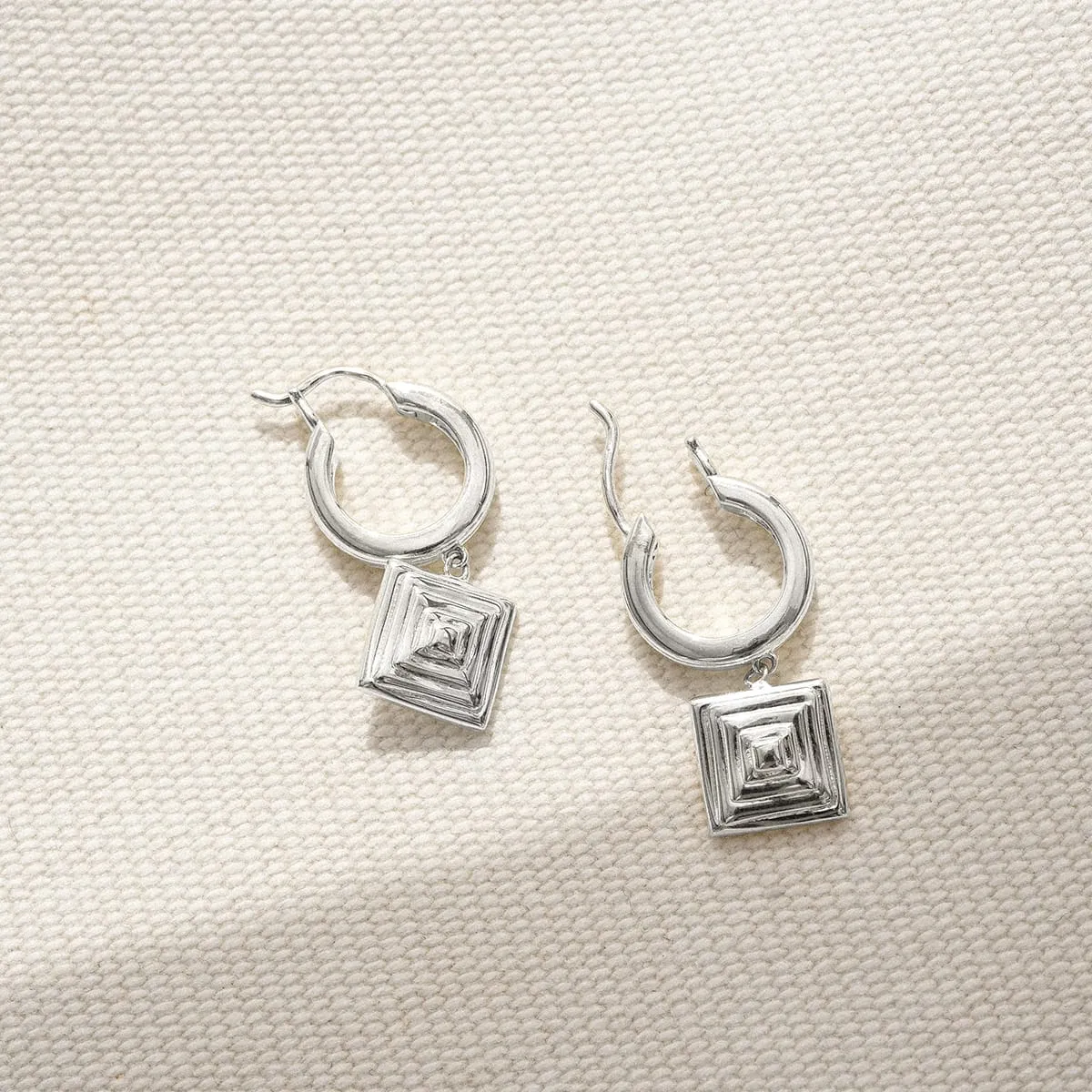 Strata Square Drop Earrings Sterling Silver sold by Daisy Jewellery product image thumbnail 3