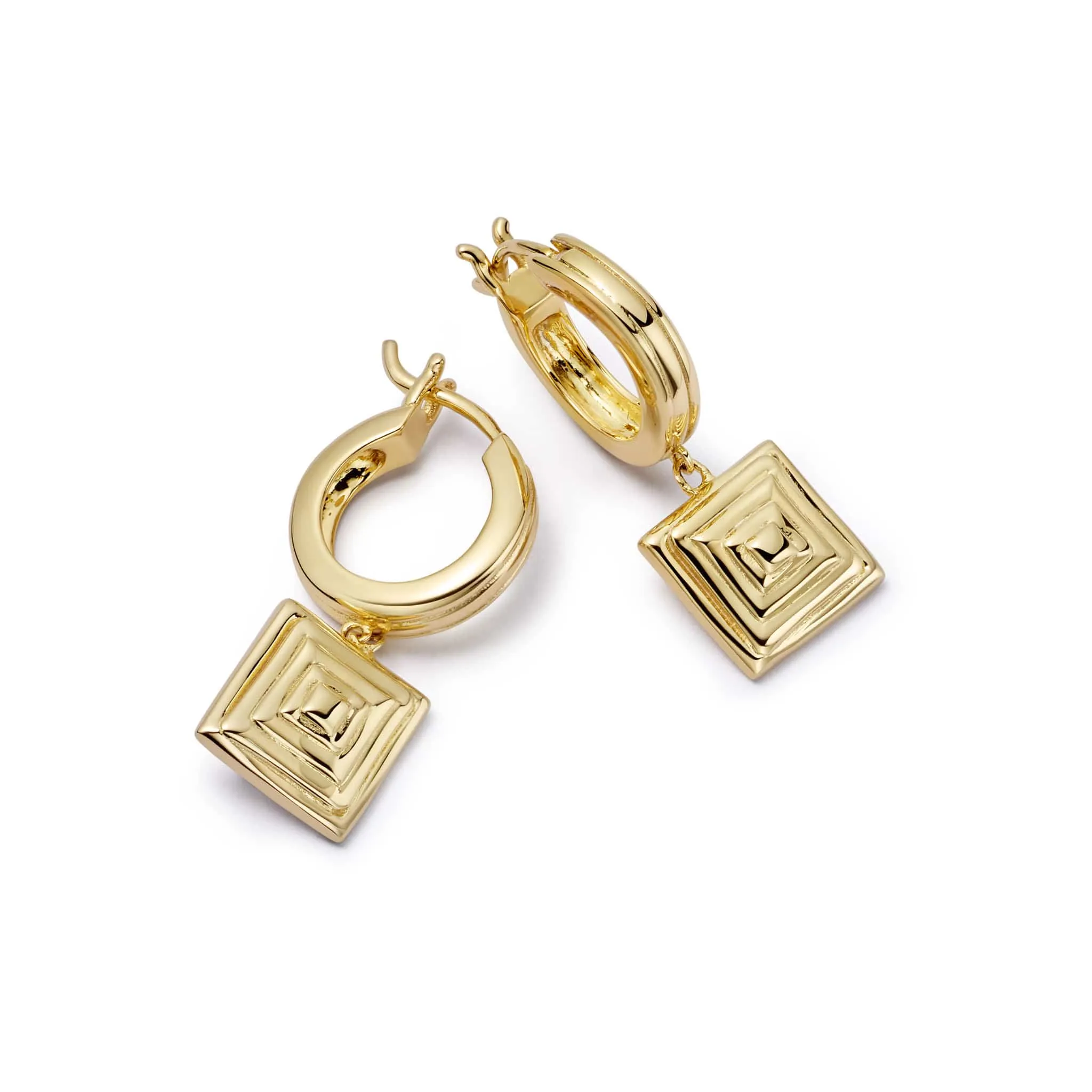Strata Square Drop Earrings 18ct Gold Plate sold by Daisy Jewellery