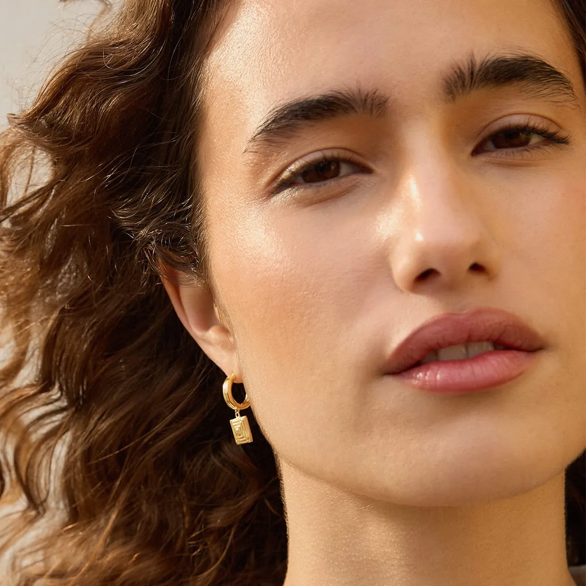 Strata Square Drop Earrings 18ct Gold Plate sold by Daisy Jewellery product image thumbnail 4