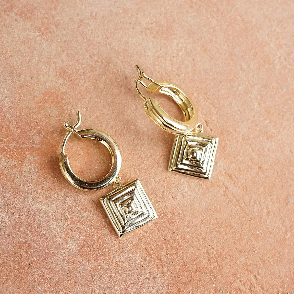 Strata Square Drop Earrings 18ct Gold Plate sold by Daisy Jewellery product image thumbnail 5