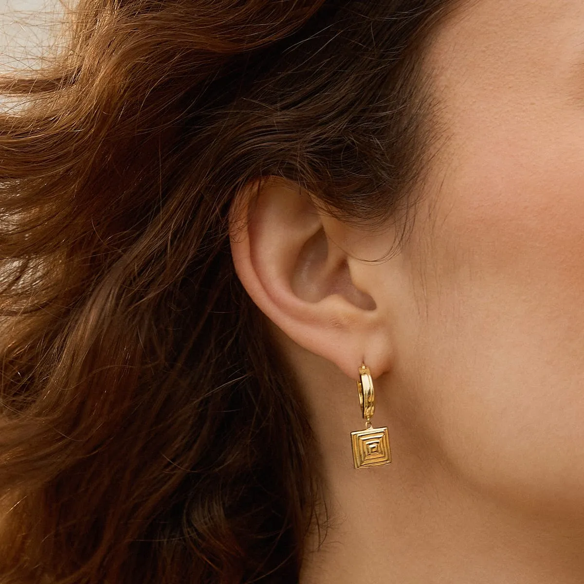 Strata Square Drop Earrings 18ct Gold Plate sold by Daisy Jewellery product image thumbnail 2