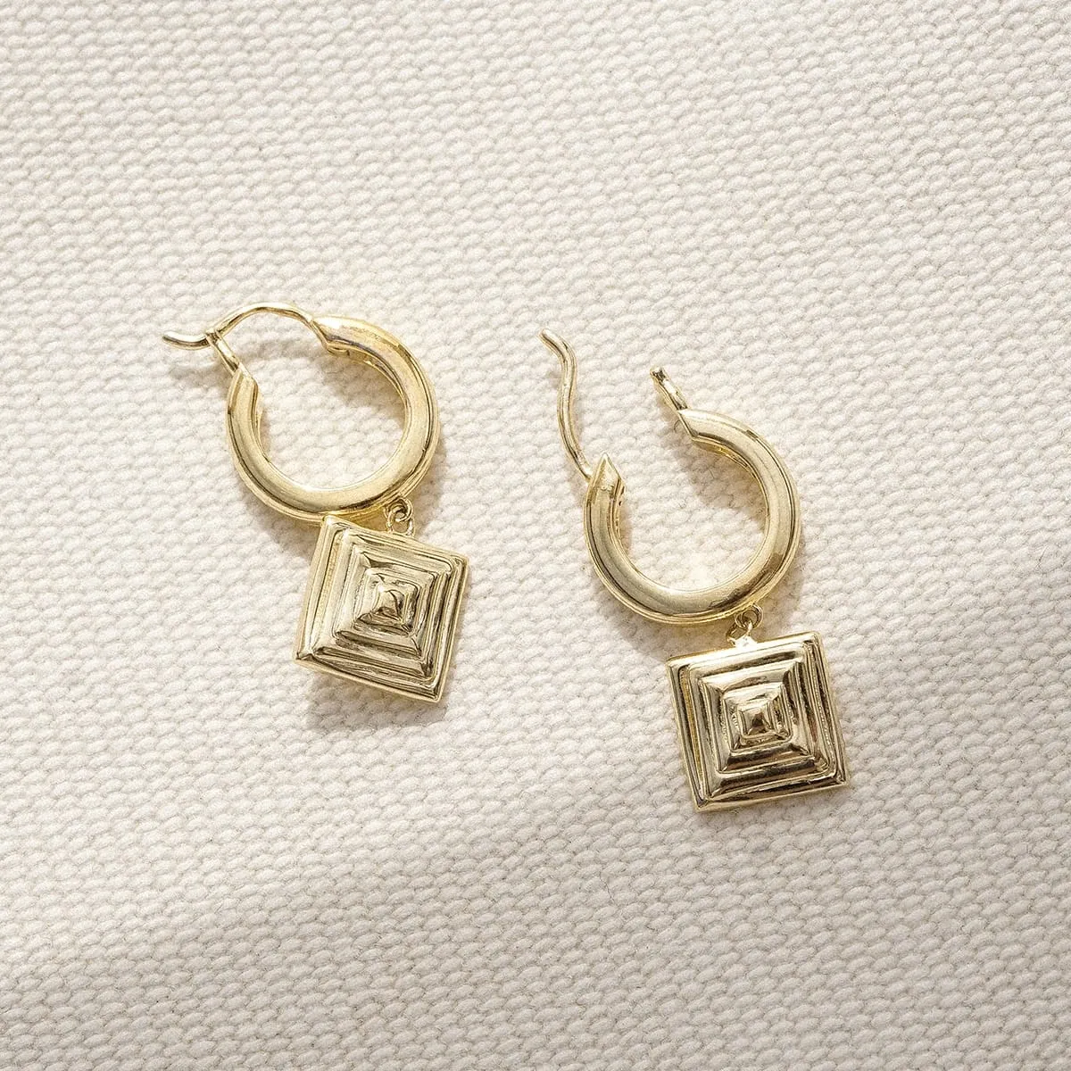 Strata Square Drop Earrings 18ct Gold Plate sold by Daisy Jewellery product image thumbnail 3