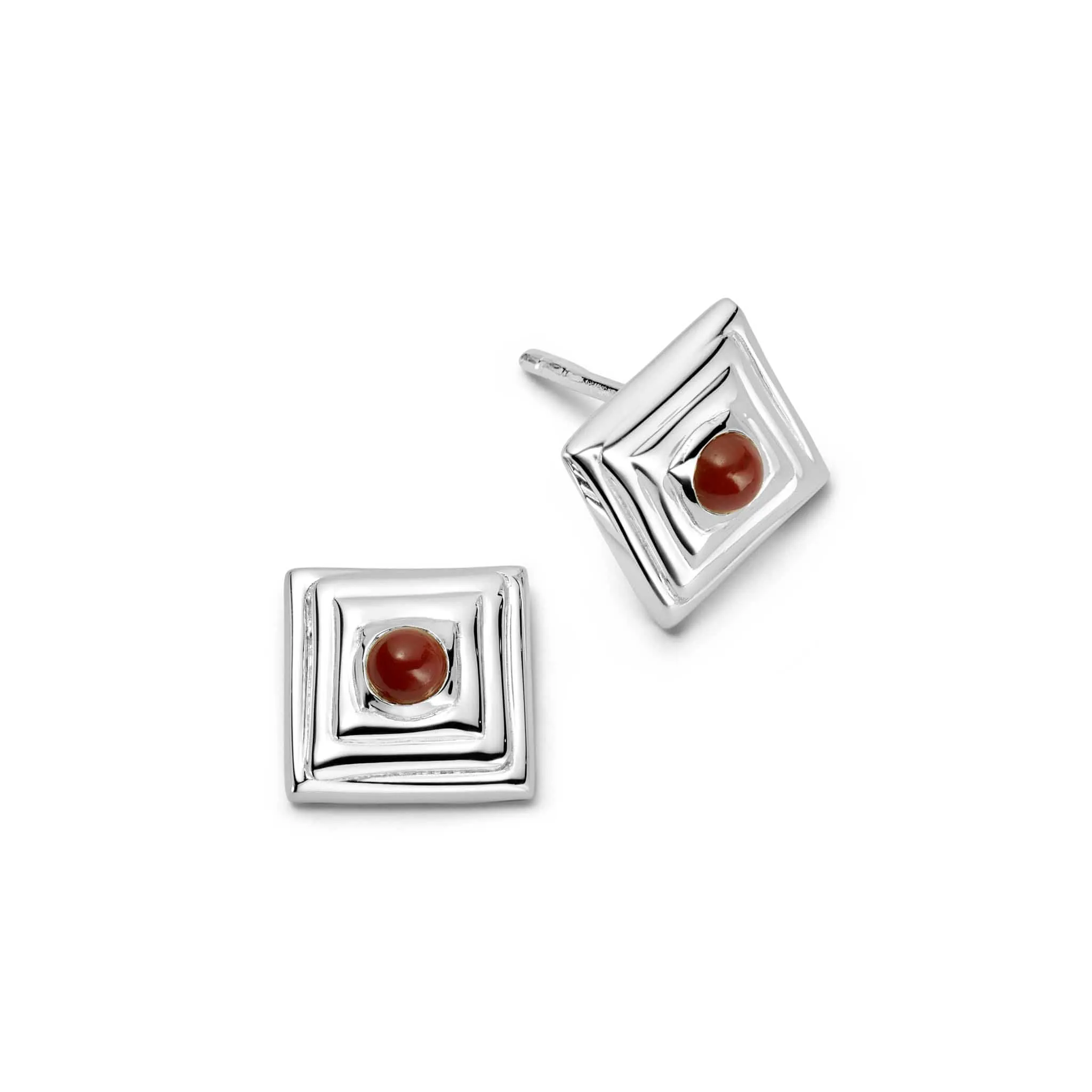 Red Jasper Mini Square Stud Earrings Sterling Silver sold by Daisy Jewellery