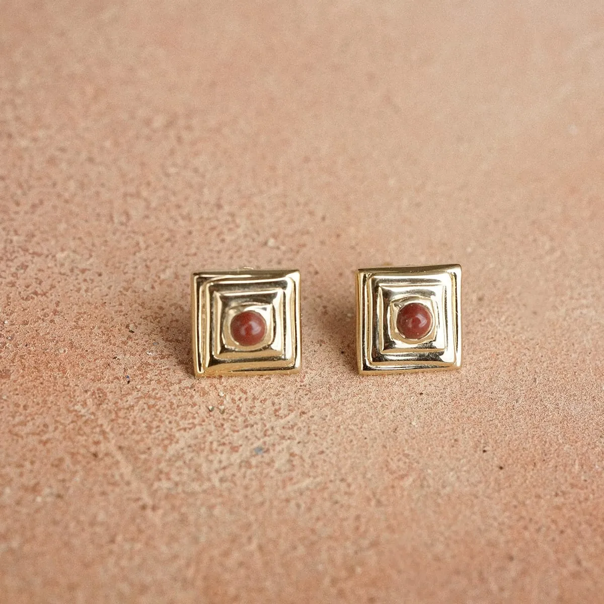 Red Jasper Mini Square Stud Earrings 18ct Gold Plate sold by Daisy Jewellery product image thumbnail 5