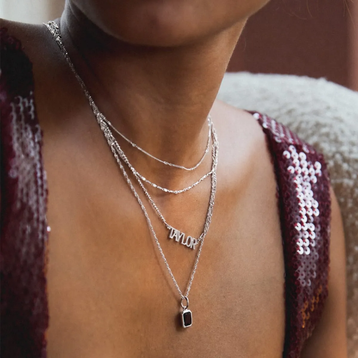 Personalised Name Necklace Silver Plate sold by Daisy Jewellery product image thumbnail 4