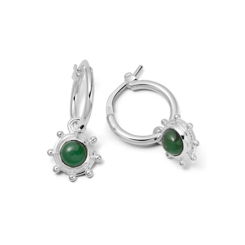 Green Aventurine Healing Stone Charm Earrings Sterling Silver made by Daisy Jewellery