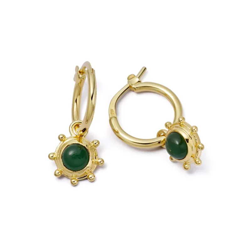 Green Aventurine Healing Stone Charm Earrings 18ct Gold Plate made by Daisy Jewellery