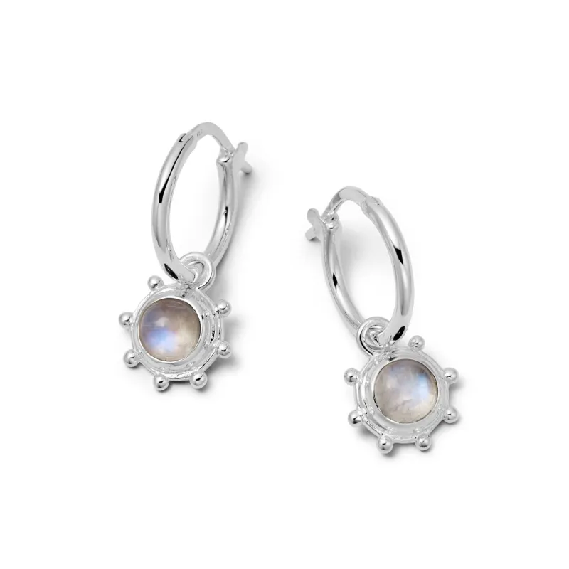 Rainbow Moonstone Healing Stone Charm Earrings Sterling Silver made by Daisy Jewellery