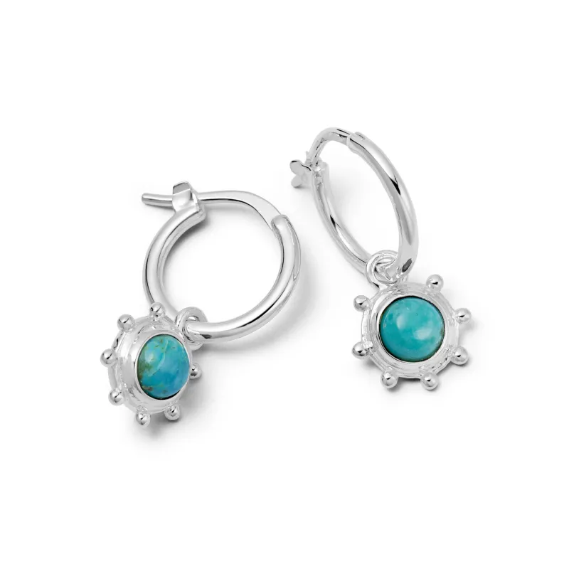 Turquoise Healing Stone Charm Earrings Sterling Silver made by Daisy Jewellery