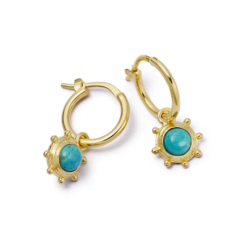 Turquoise Healing Stone Charm Earrings 18ct Gold Plate made by Daisy Jewellery