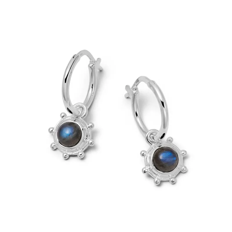 Labradorite Healing Stone Charm Earrings Sterling Silver made by Daisy Jewellery