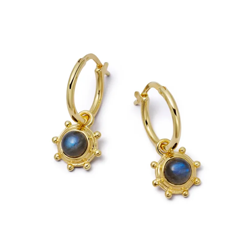 Labradorite Healing Stone Charm Earrings 18ct Gold Plate made by Daisy Jewellery