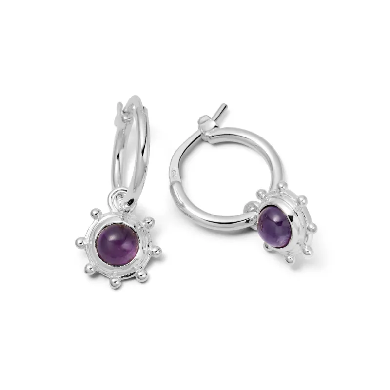 Amethyst Healing Stone Charm Earrings Sterling Silver made by Daisy Jewellery