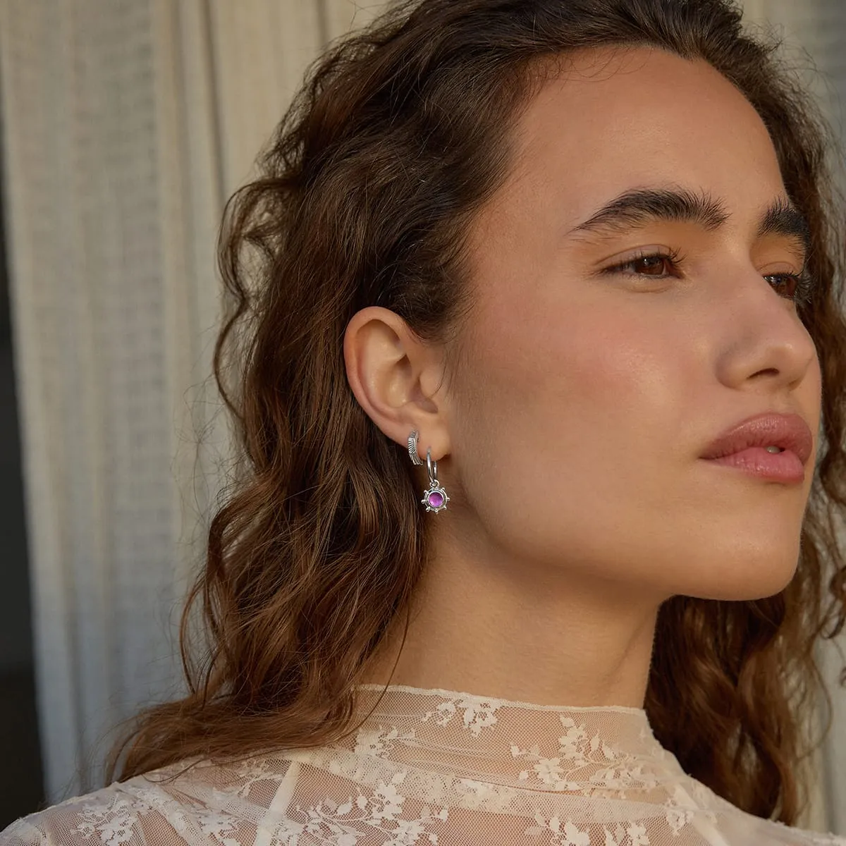 Amethyst Healing Stone Charm Earrings Sterling Silver sold by Daisy Jewellery product image thumbnail 3