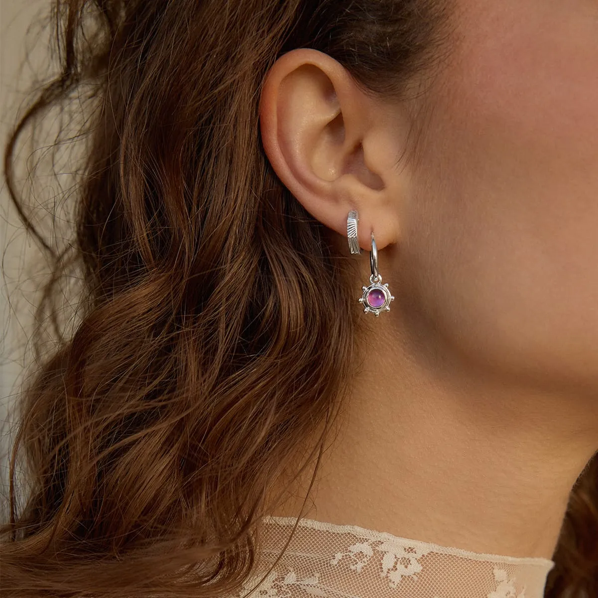 Amethyst Healing Stone Charm Earrings Sterling Silver sold by Daisy Jewellery product image thumbnail 2
