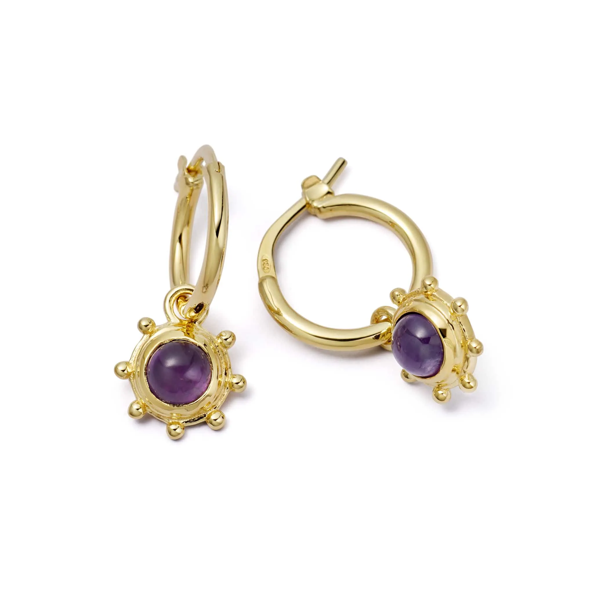 Amethyst Healing Stone Charm Earrings 18ct Gold Plate sold by Daisy Jewellery