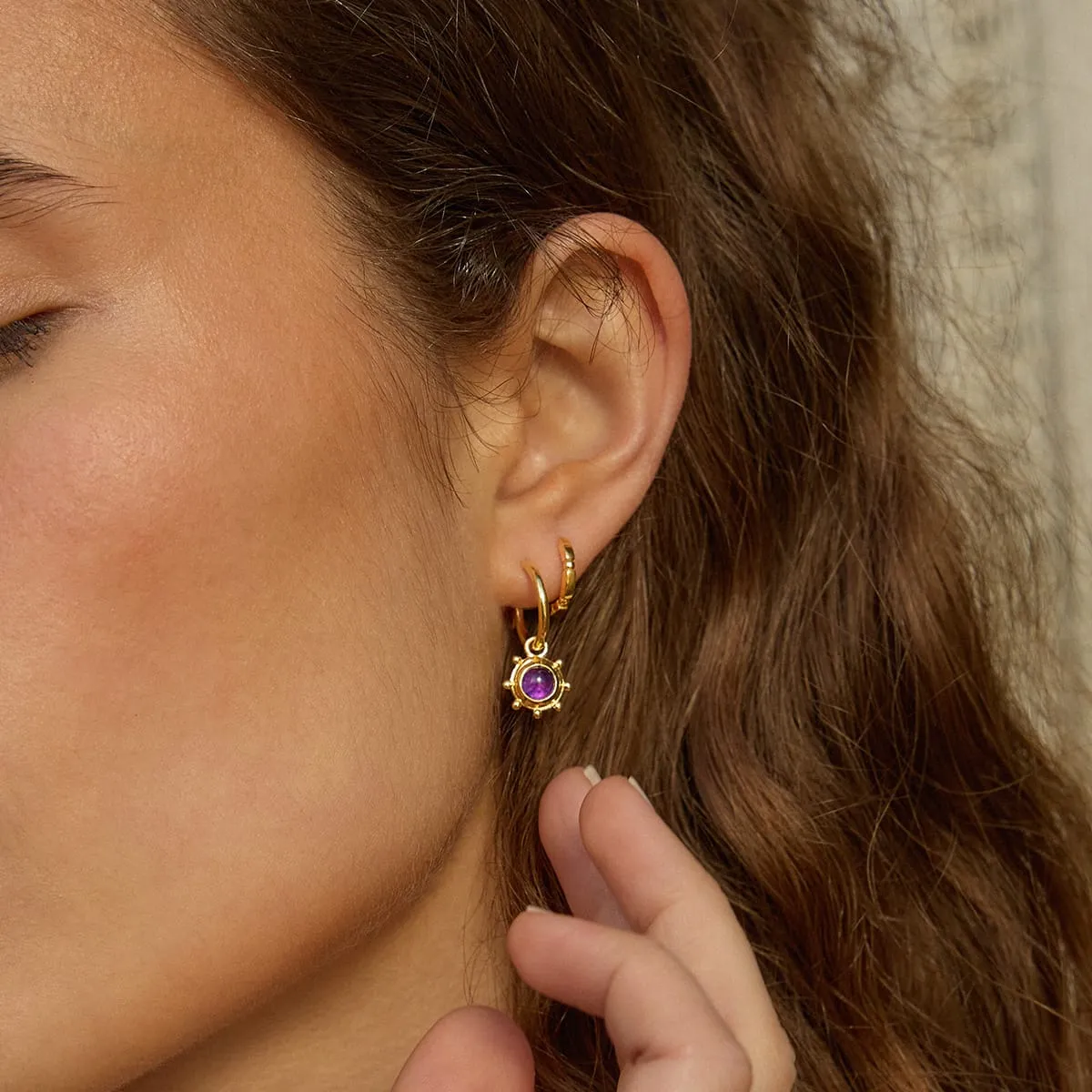 Amethyst Healing Stone Charm Earrings 18ct Gold Plate sold by Daisy Jewellery product image thumbnail 2