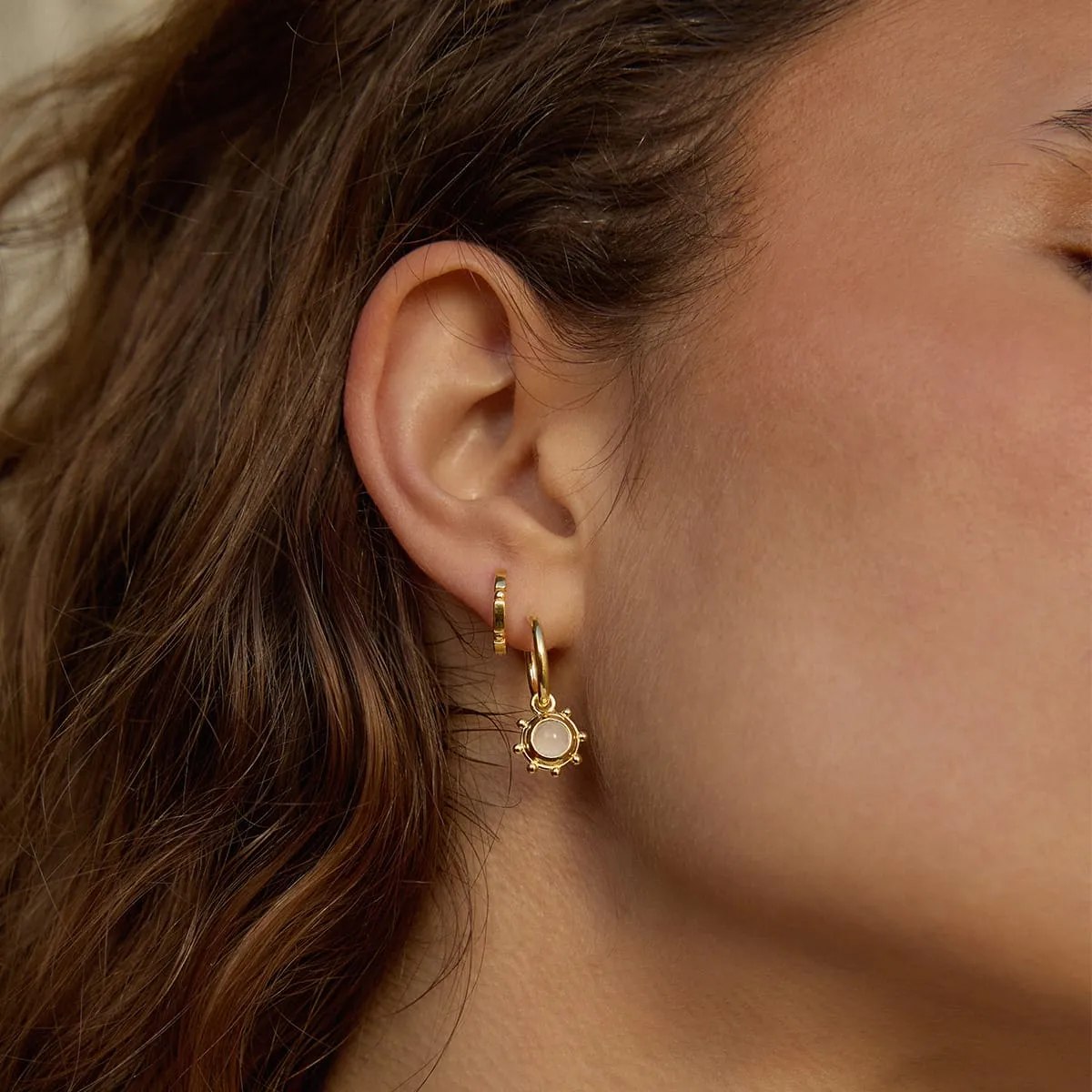 Rose Quartz Healing Stone Charm Earrings 18ct Gold Plate sold by Daisy Jewellery product image thumbnail 2
