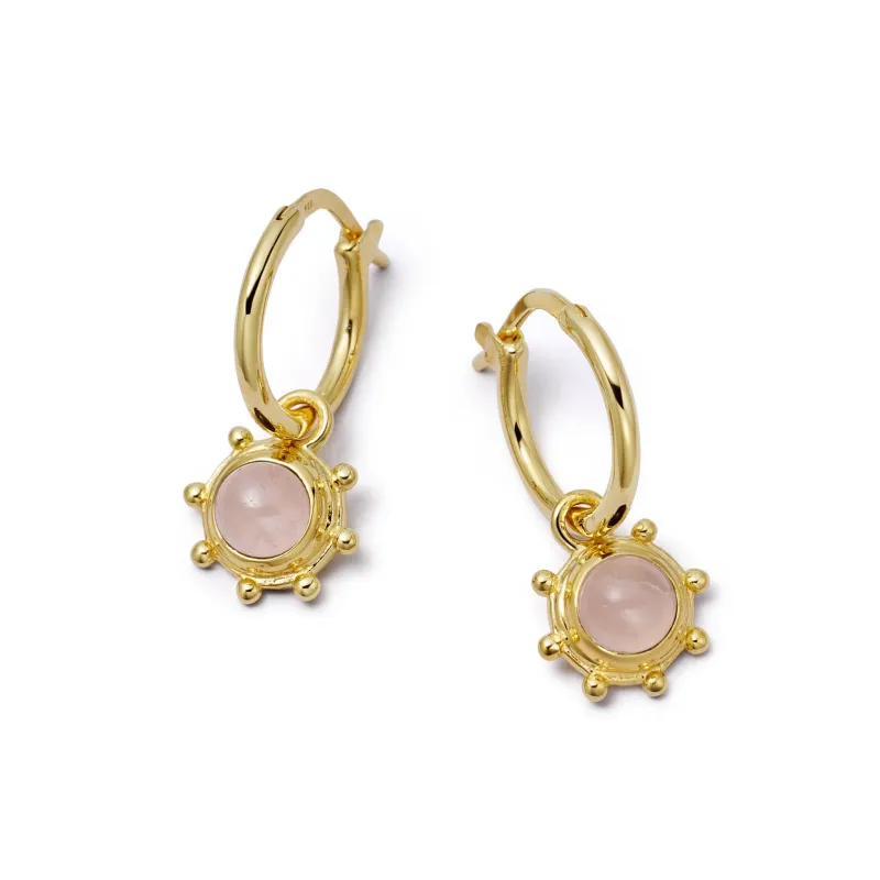 Rose Quartz Healing Stone Charm Earrings 18ct Gold Plate made by Daisy Jewellery
