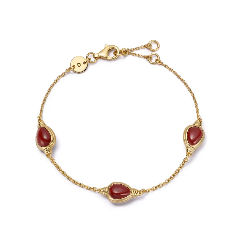 Red Jasper Triple Pear Bracelet 18ct Gold Plate made by Daisy Jewellery