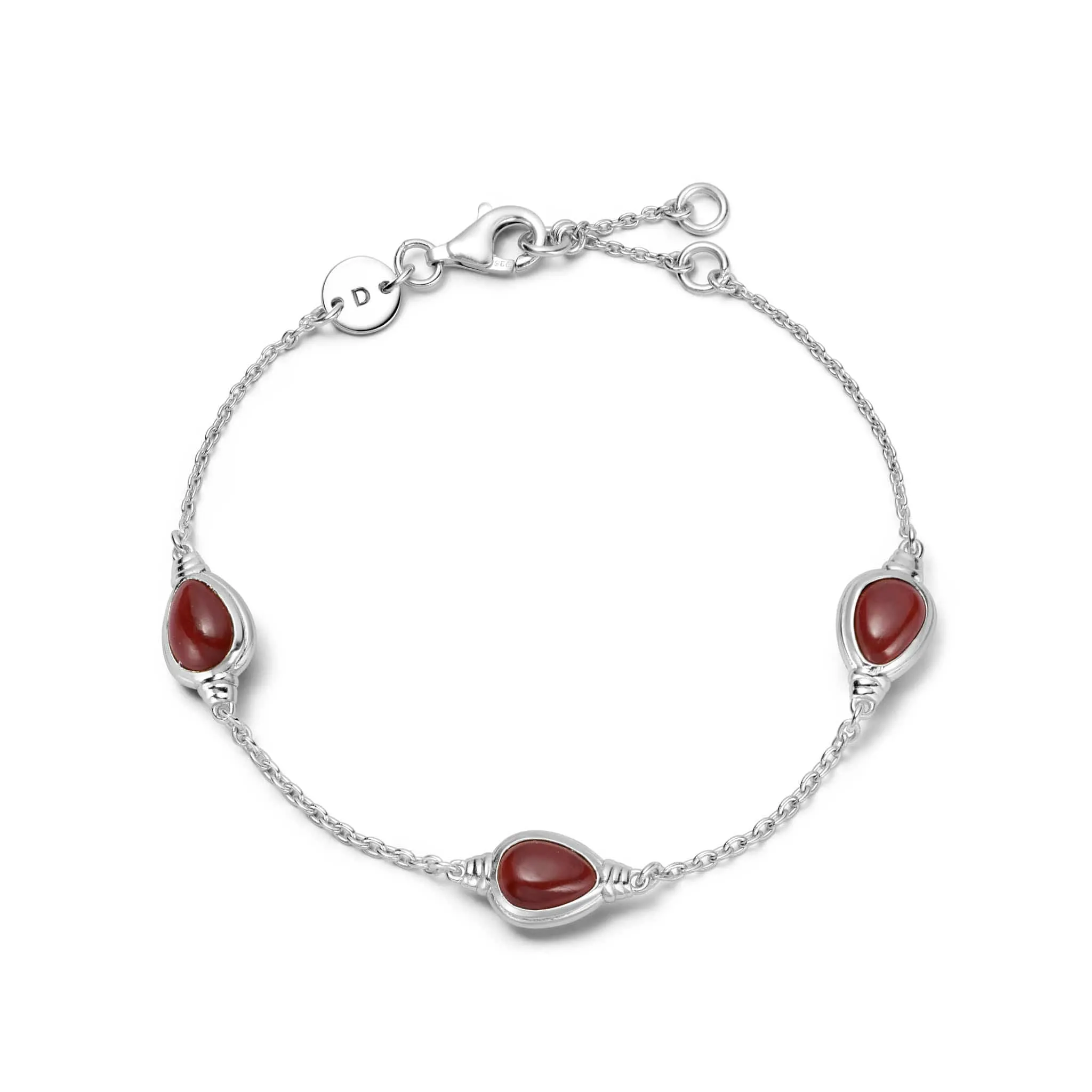 Red Jasper Triple Pear Bracelet Sterling Silver sold by Daisy Jewellery