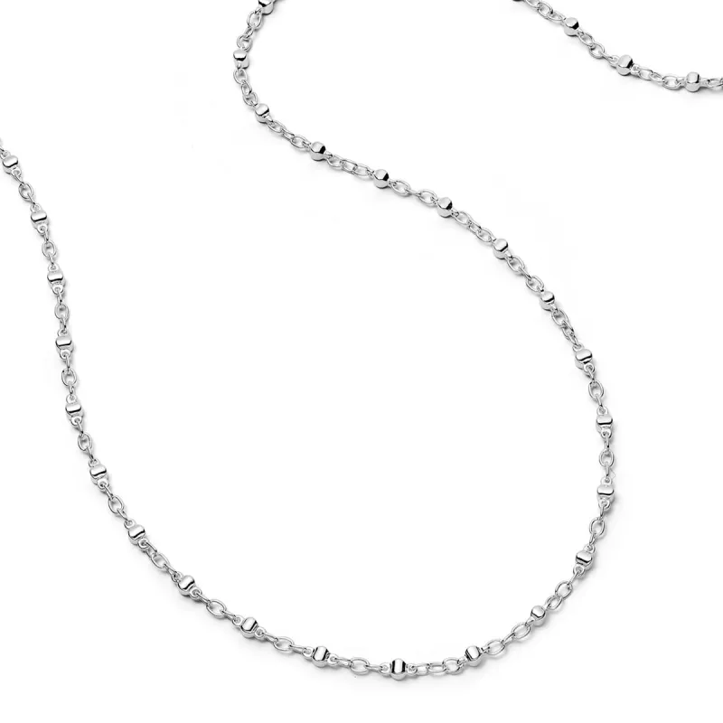Square Bead Chain Necklace Silver Plate made by Daisy Jewellery