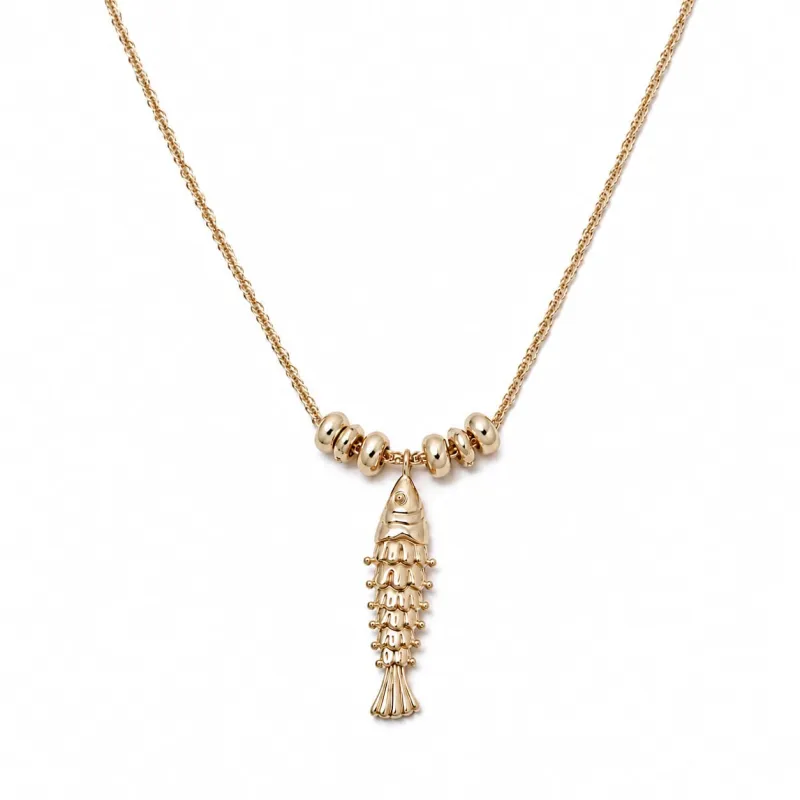 Polly Tidal Fish Chain Necklace 18ct Gold Plate made by Daisy Jewellery