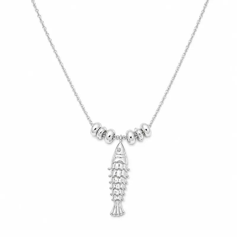 Polly Tidal Fish Chain Necklace Silver Plate made by Daisy Jewellery