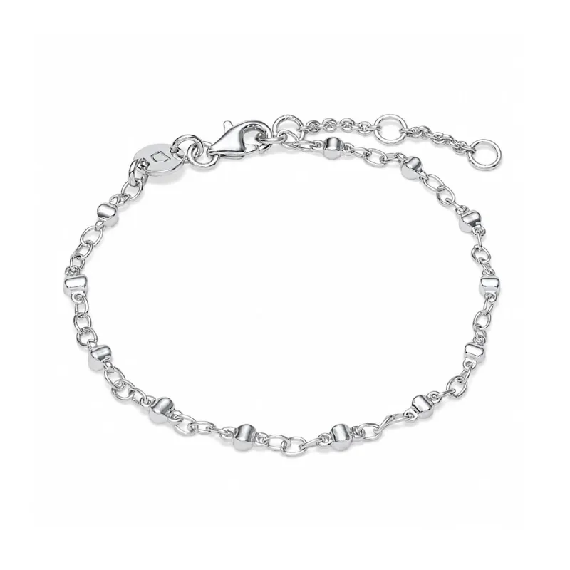 Square Bead Chain Bracelet Silver Plate made by Daisy Jewellery