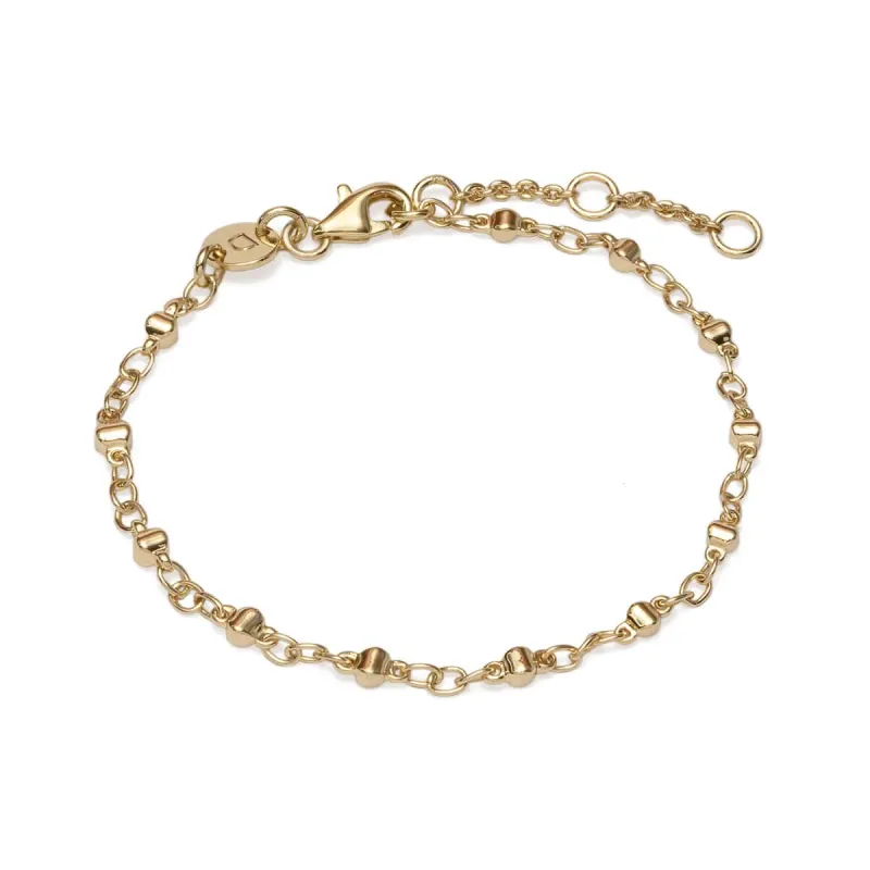 Square Bead Chain Bracelet 18ct Gold Plate made by Daisy Jewellery