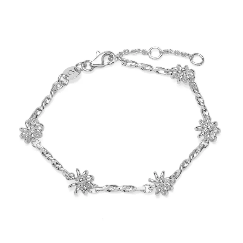 Daisy Chain Twist Bracelet Silver Plate made by Daisy Jewellery