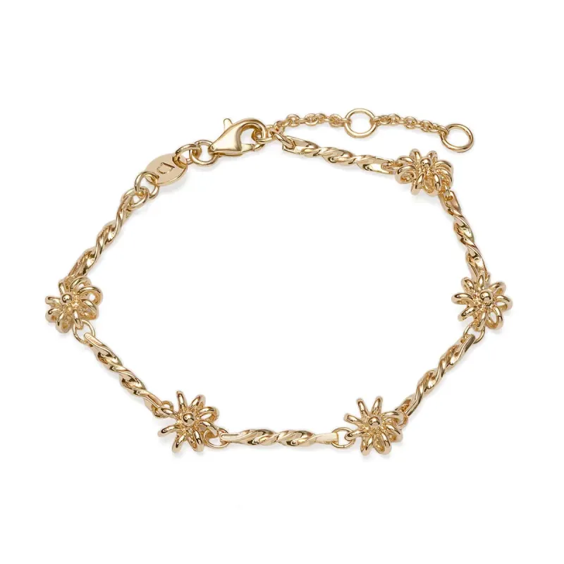 Daisy Chain Twist Bracelet 18ct Gold Plate made by Daisy Jewellery