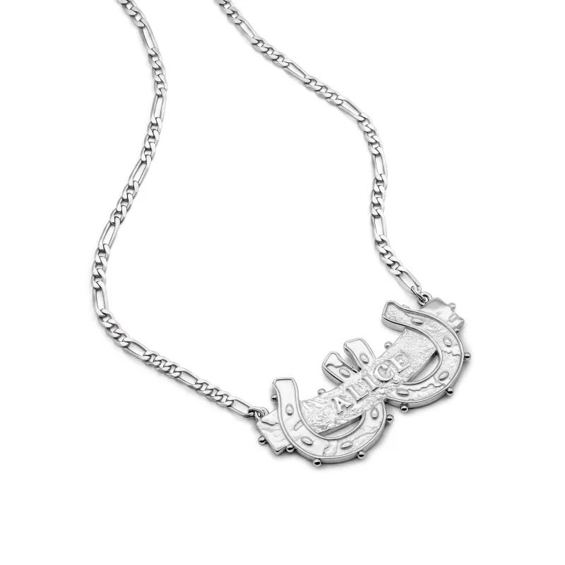 Shrimps Double Horseshoe Personalised Necklace Silver Plate made by Daisy Jewellery