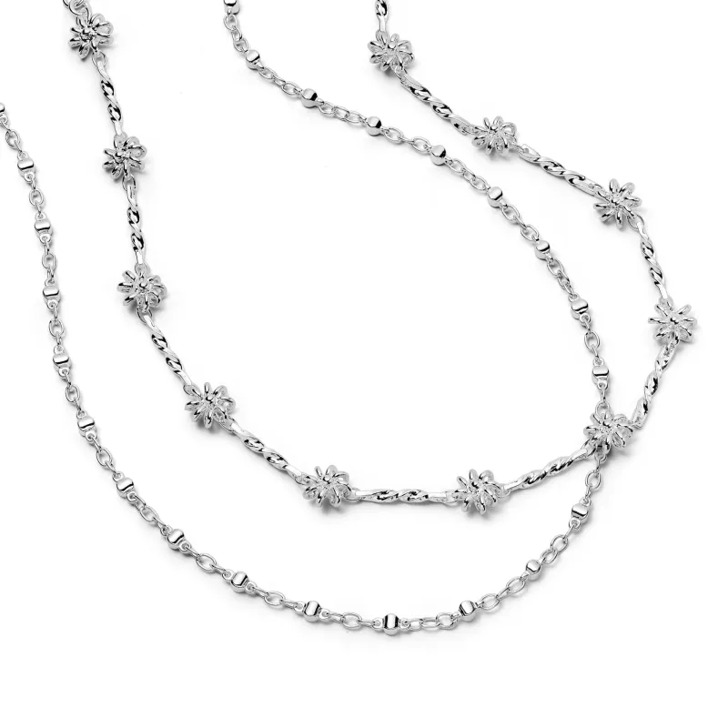 Daisy Chain Twist & Diamond Disc Necklace Layering Set Silver Plate made by Daisy Jewellery