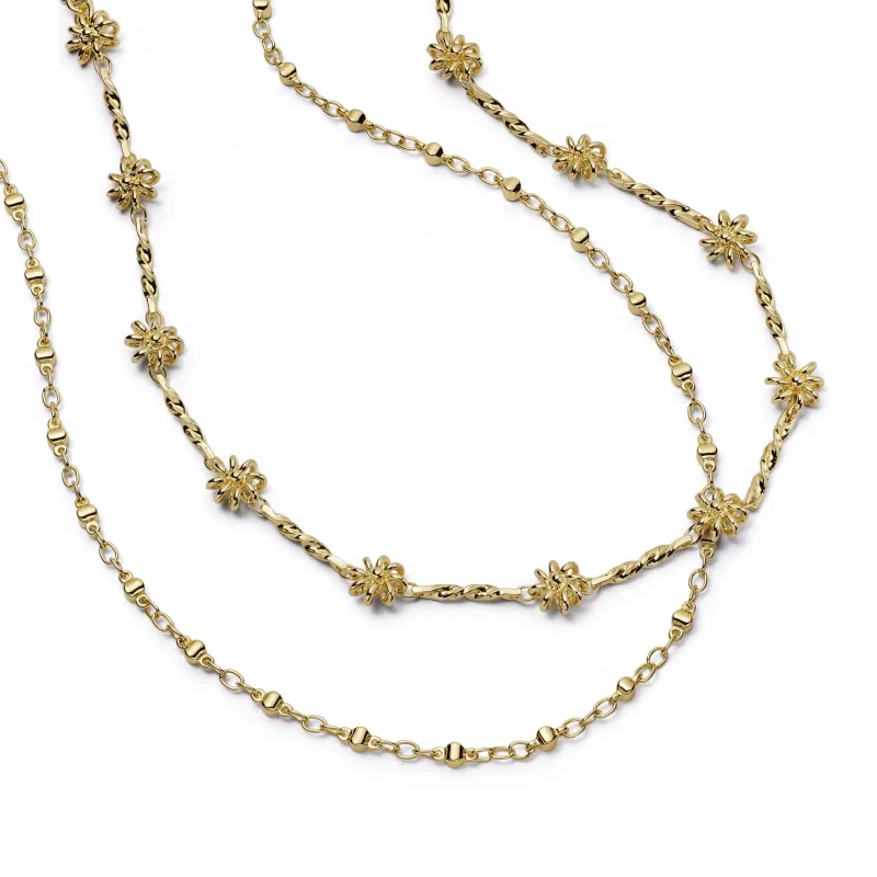 Daisy Chain Twist & Diamond Disc Necklace Layering Set 18ct Gold Plate made by Daisy Jewellery