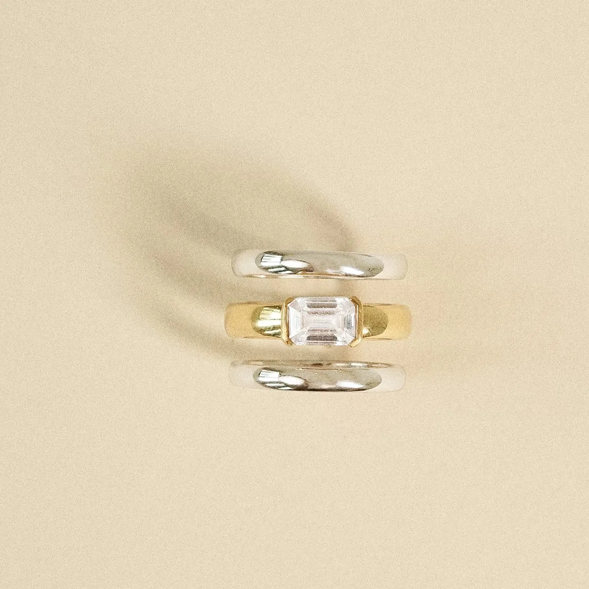 Polly Newman Mixed Metal Crystal Ring Stack 18ct Gold Plate sold by Daisy Jewellery product image thumbnail 3