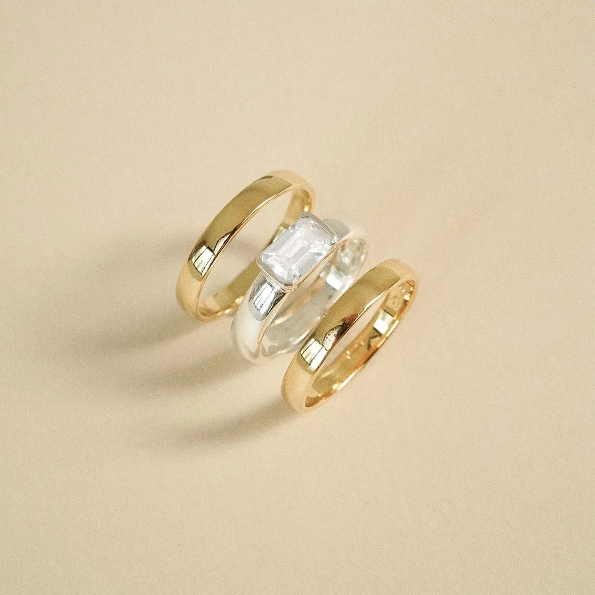Polly Newman Mixed Metal Crystal Ring Stack Silver Plate sold by Daisy Jewellery product image thumbnail 3