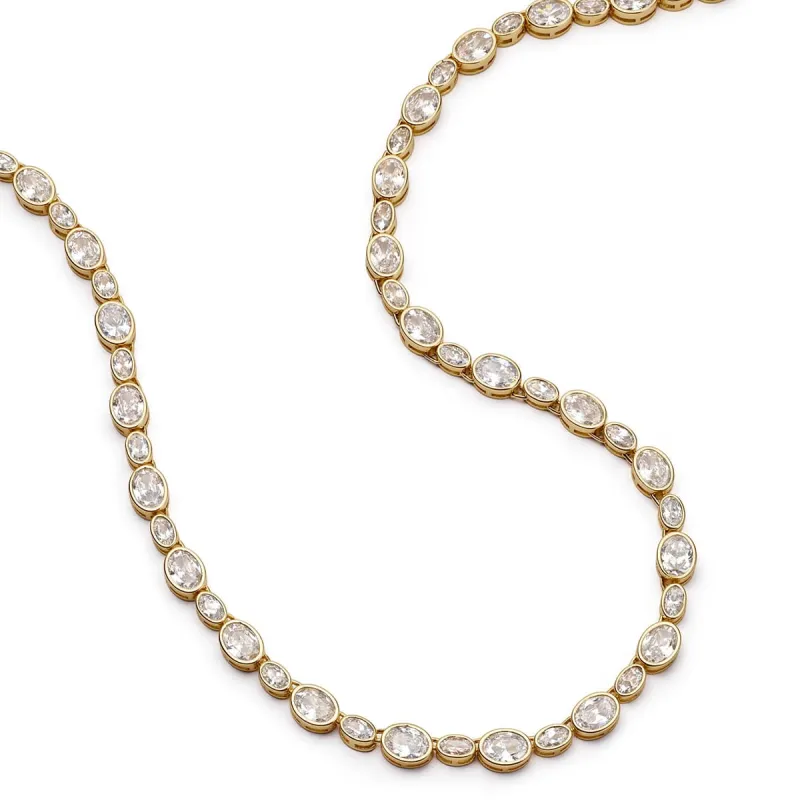 Free People Adeline Tennis Necklace 18ct Gold Plate made by Daisy Jewellery