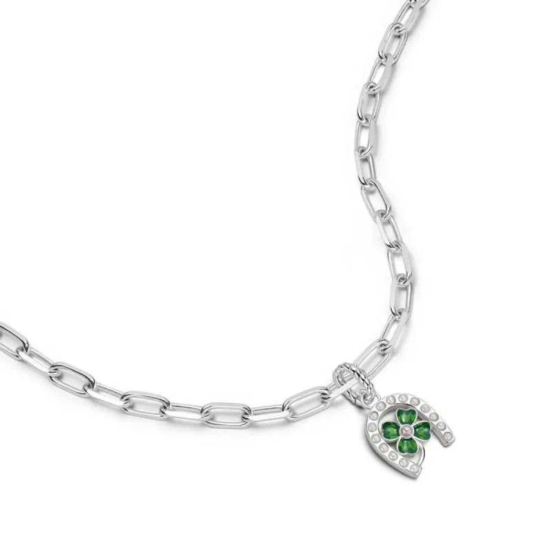 Shrimps Clover Charm Chunky Necklace Sterling Silver sold by Daisy Jewellery