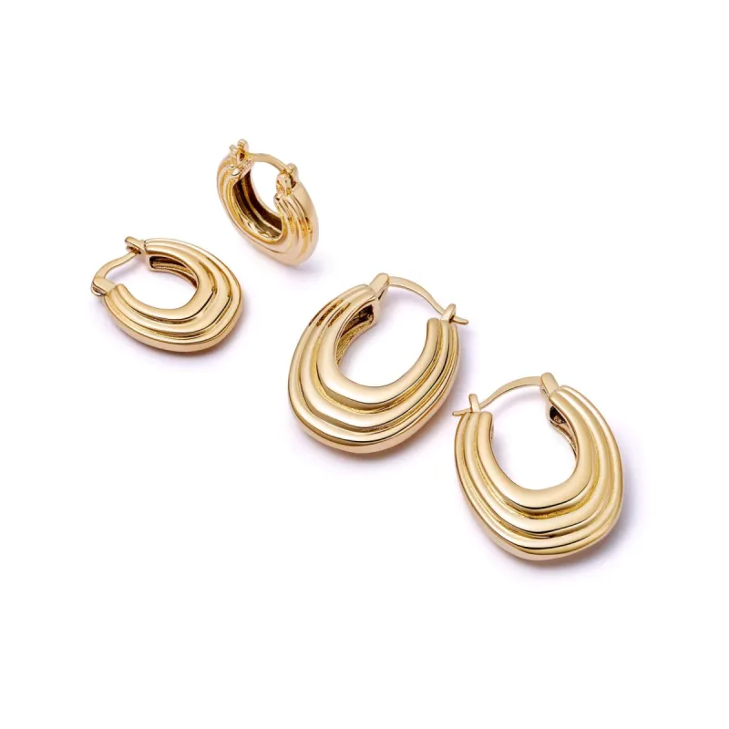 Polly Sayer Ridge Hoop Earring Stack 18ct Gold Plate sold by Daisy Jewellery