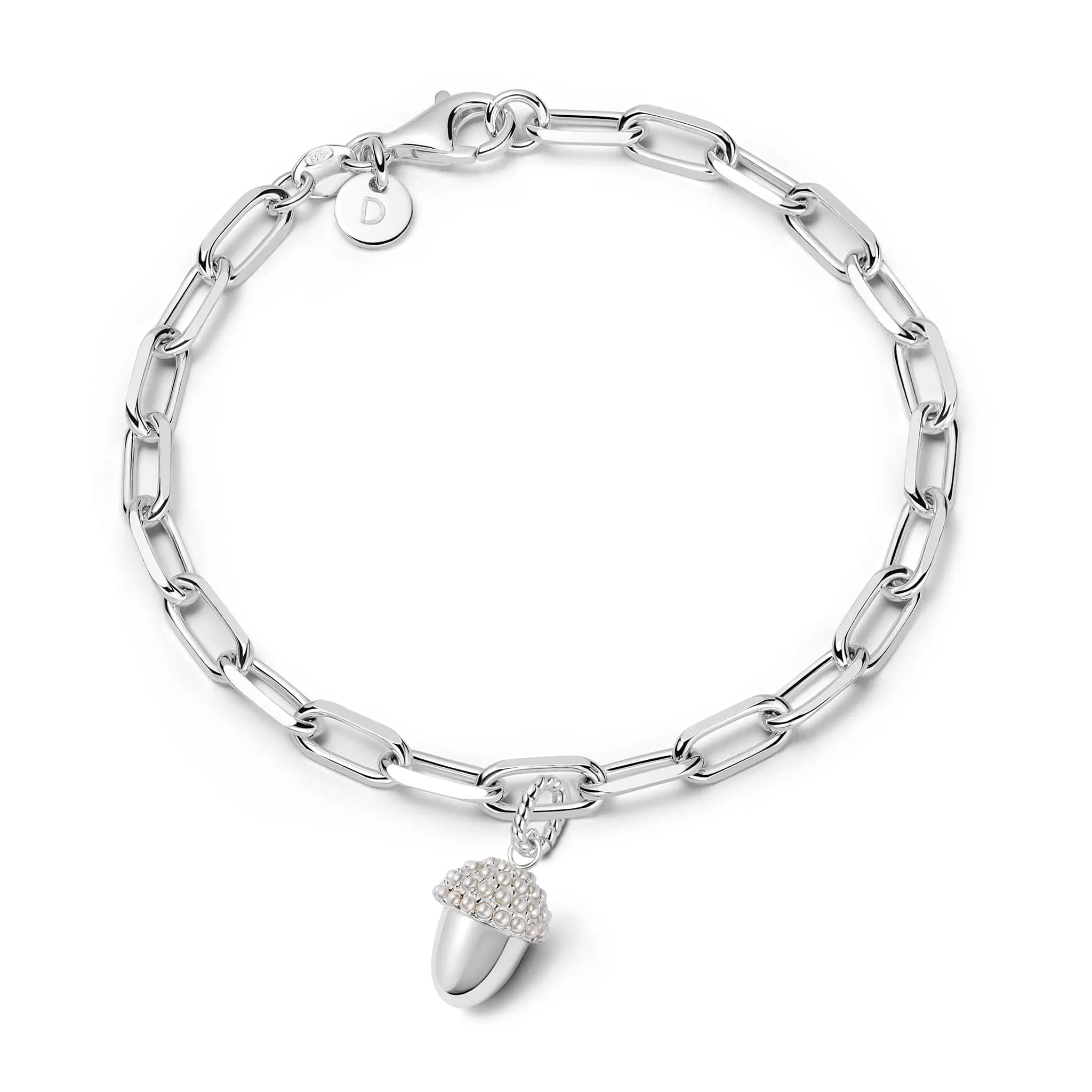Shrimps Acorn Charm Bracelet Sterling Silver sold by Daisy Jewellery