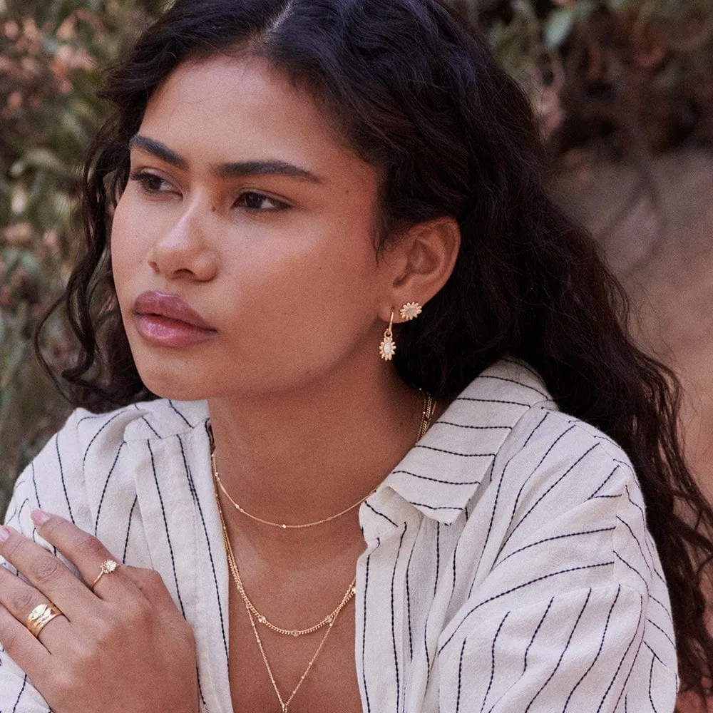 Daisy Mother of Pearl Drop Earrings 18ct Gold Plate sold by Daisy Jewellery product image thumbnail 4