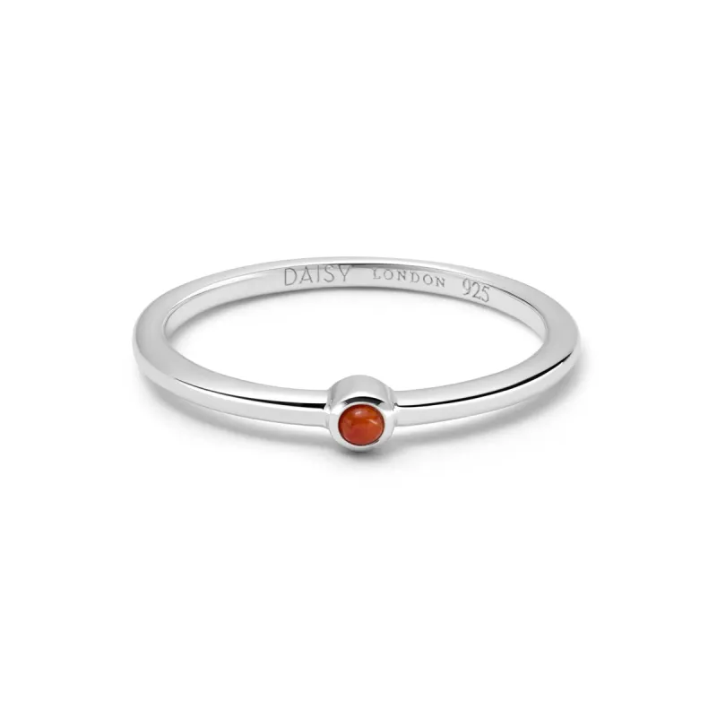 Red Coral Healing Stone Ring Sterling Silver sold by Daisy Jewellery