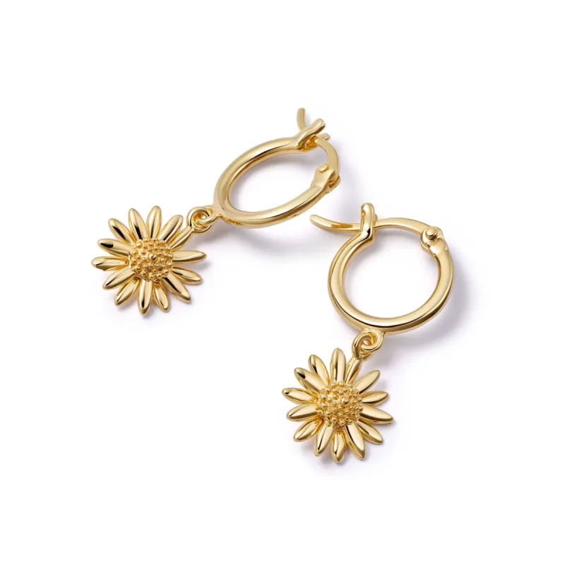 English Daisy Drop Earrings 18ct Gold Plate sold by Daisy Jewellery