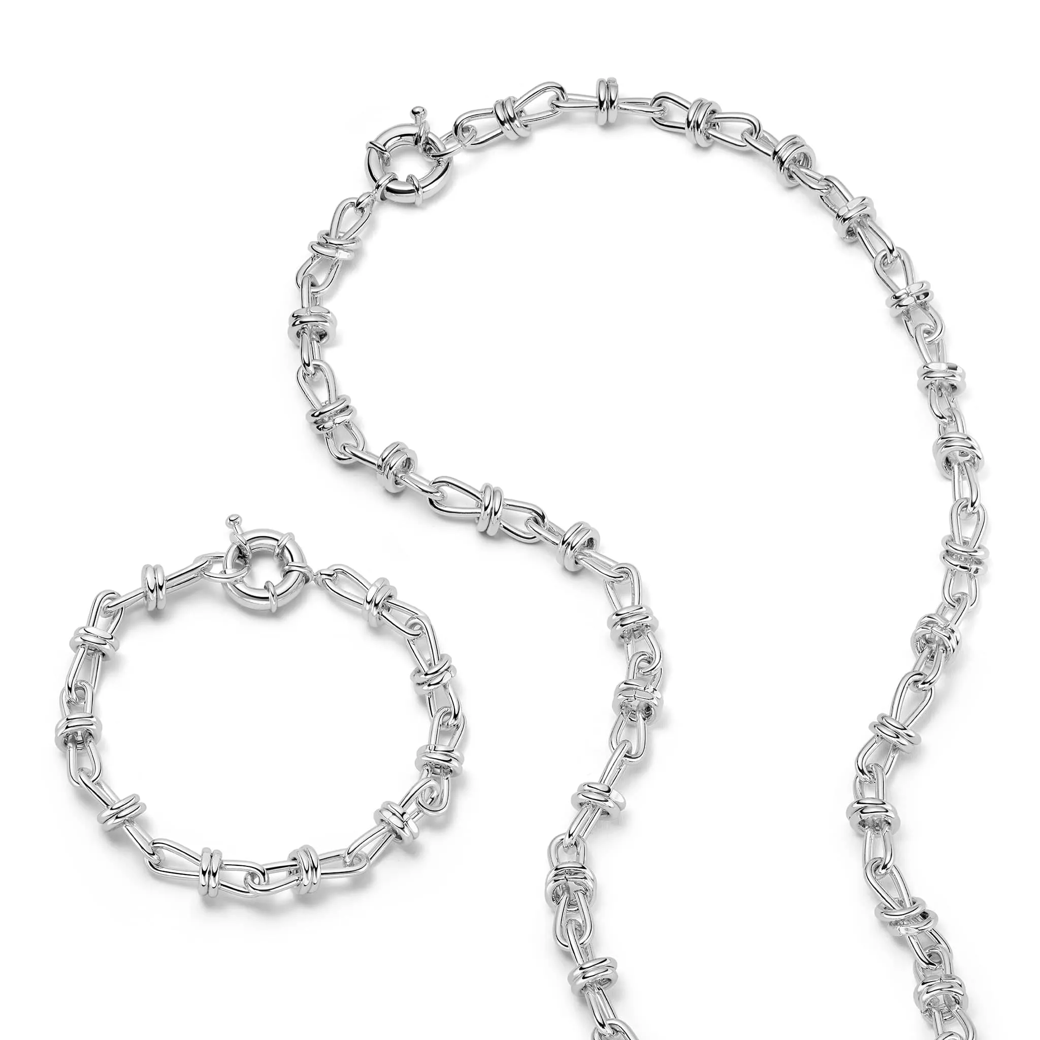 Polly Sayer Knot Chain Layering Set Silver Plate sold by Daisy Jewellery
