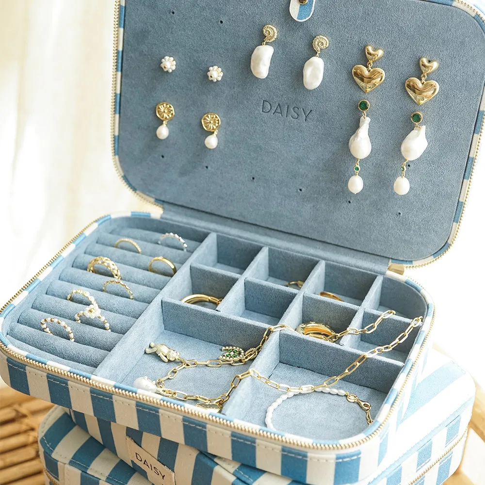 Blue Stripe Large Jewellery Case sold by Daisy Jewellery product image thumbnail 2