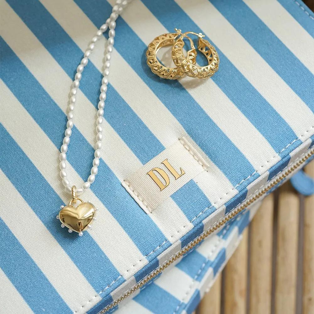 Blue Stripe Large Jewellery Case sold by Daisy Jewellery product image thumbnail 4