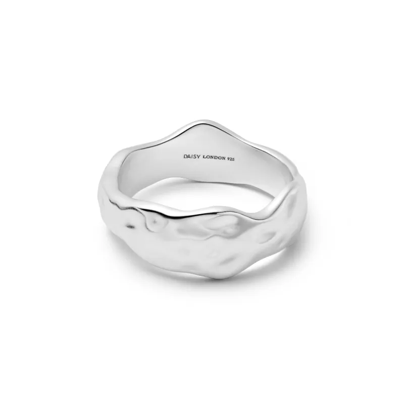 Organic Chunky Band Ring Sterling Silver sold by Daisy Jewellery